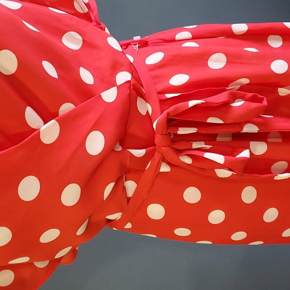 Monteau women's red faux wrapped dress size L - Picture 5 of 13